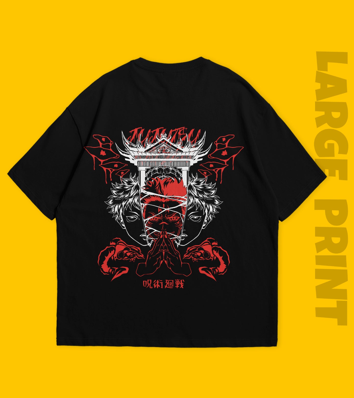 Itadori Sukuna oversized Anime Tshirt Black 240GSM Edition