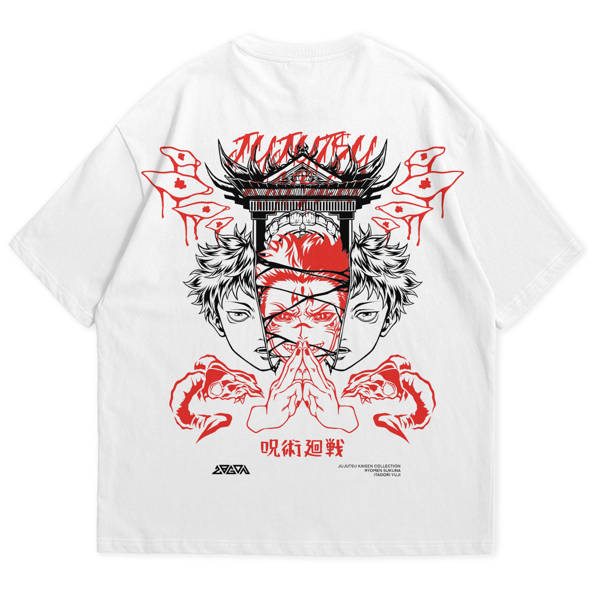 Itadori Sukuna White Oversized Tshirt 240 GSM