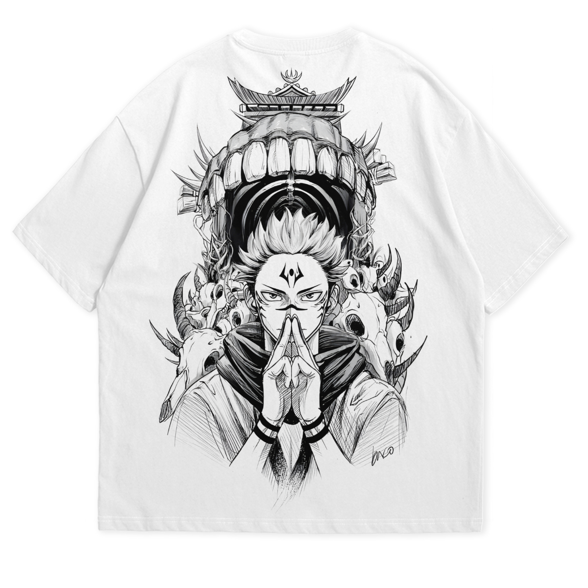 Sukuna Domain White Oversized Tshirt 240 GSM