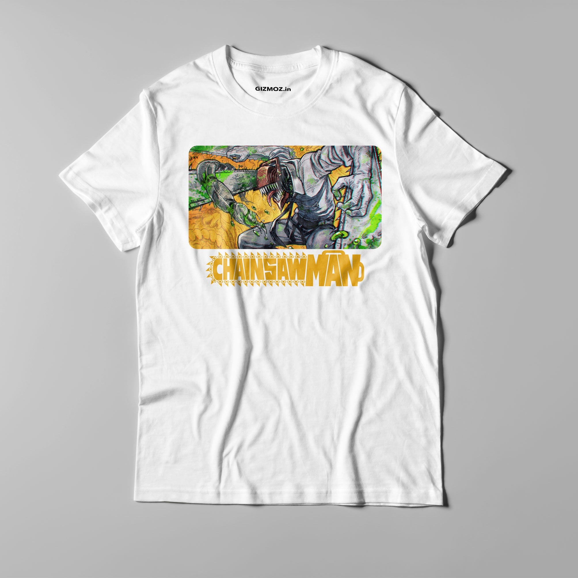 Chainsaw Mesh Regular White Tshirt - Gizmoz.in