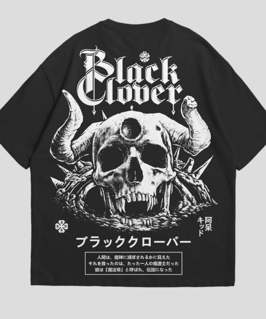 Black Clover Oversized Tshirt Drop Shoulder 240 GSM