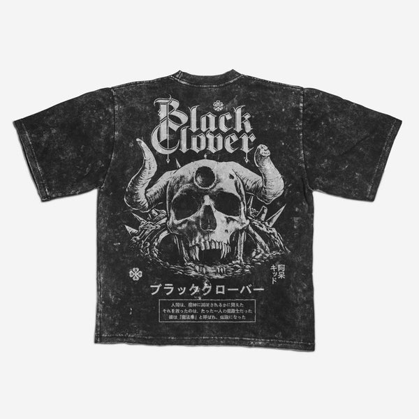 Black Clover Acid Wash Oversized Tshirt