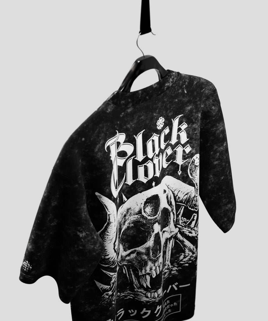 Black Clover Acid Wash Oversized Tshirt