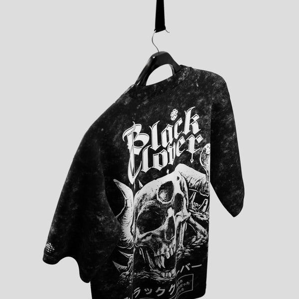 Black Clover Acid Wash Oversized Tshirt