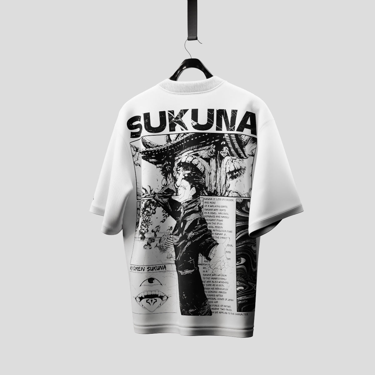 Sukuna Jujutsu Kaisen White Oversized Streetwear 240GSM Tshirt