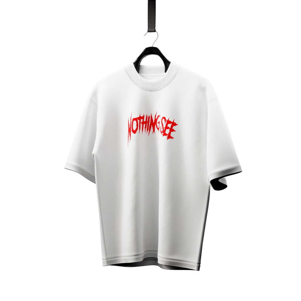 Nothing See White Oversized Streetwear 240GSM Tshirt