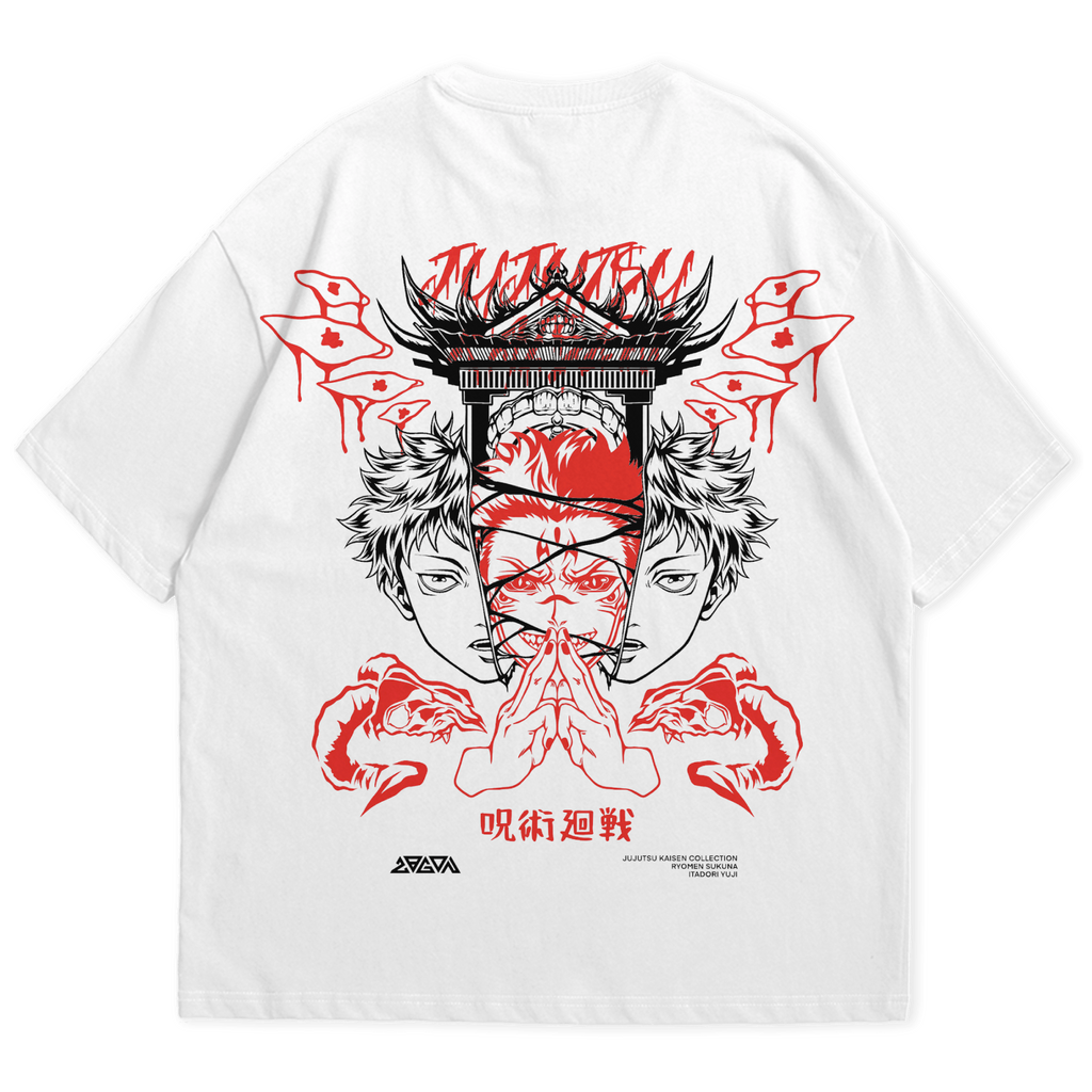 Itadori Sukuna White Oversized Tshirt 240 GSM