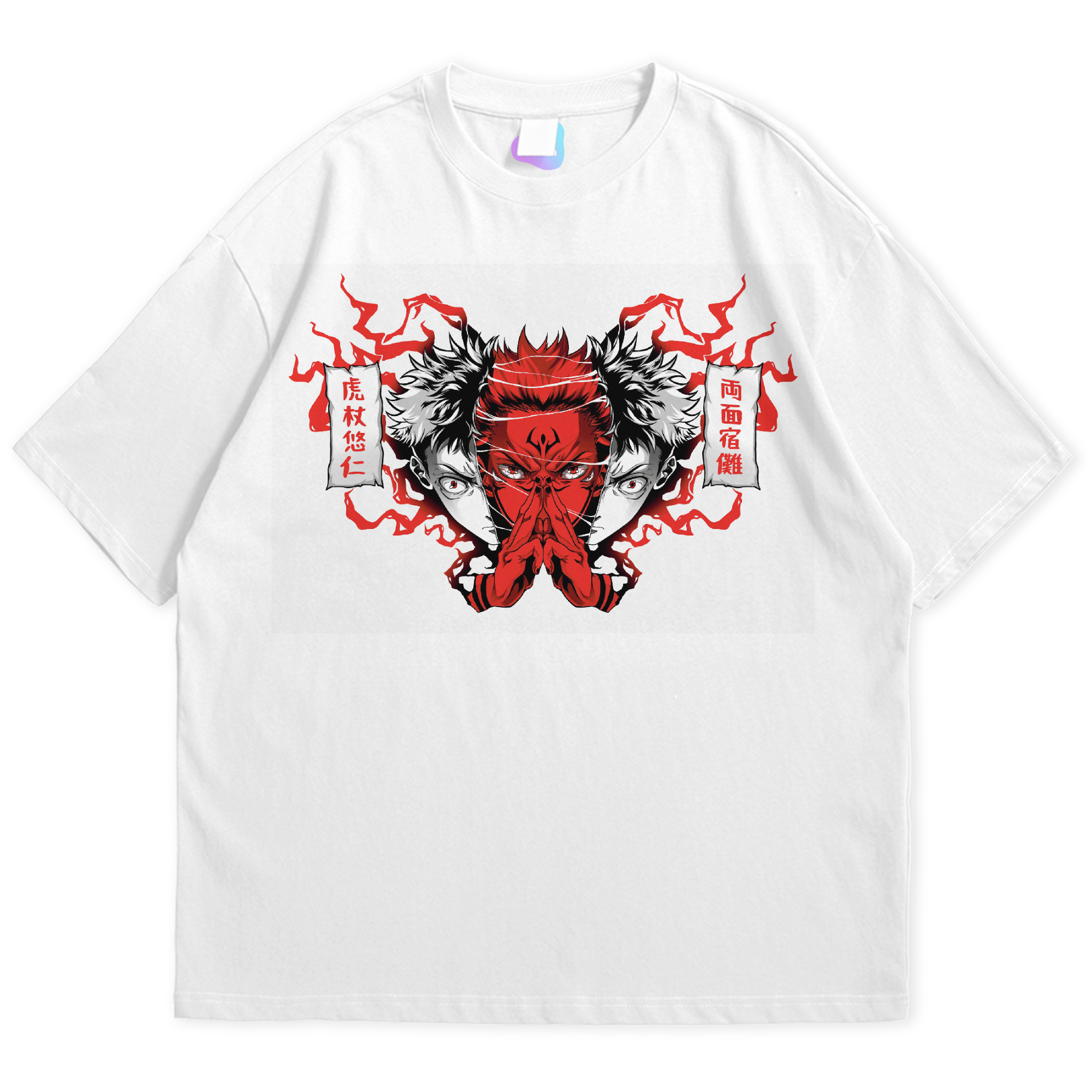 Itadori Sukuna White Oversized Tshirt 240 GSM