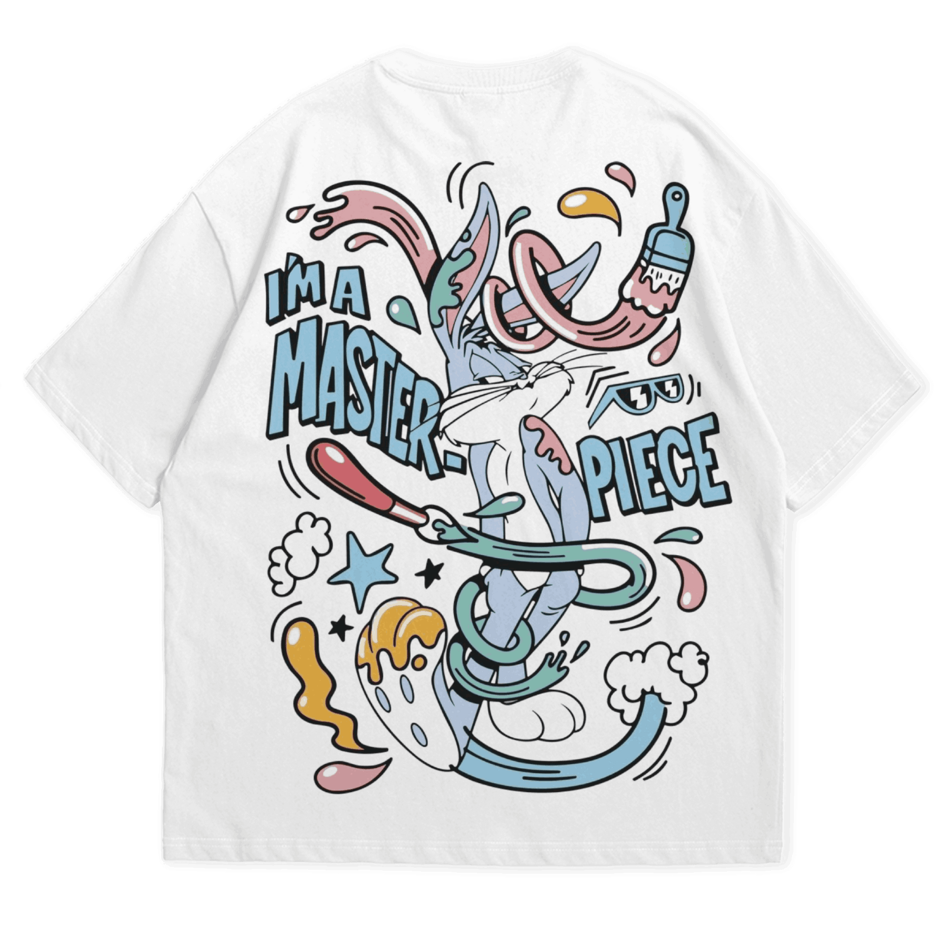 ★MIM the wardrobe★ Sunrise Graphic T-ShirtWhite MW241HT2WH Master Piece Tshirt Drop Shoulder 240 GSM – Gizmoz.in