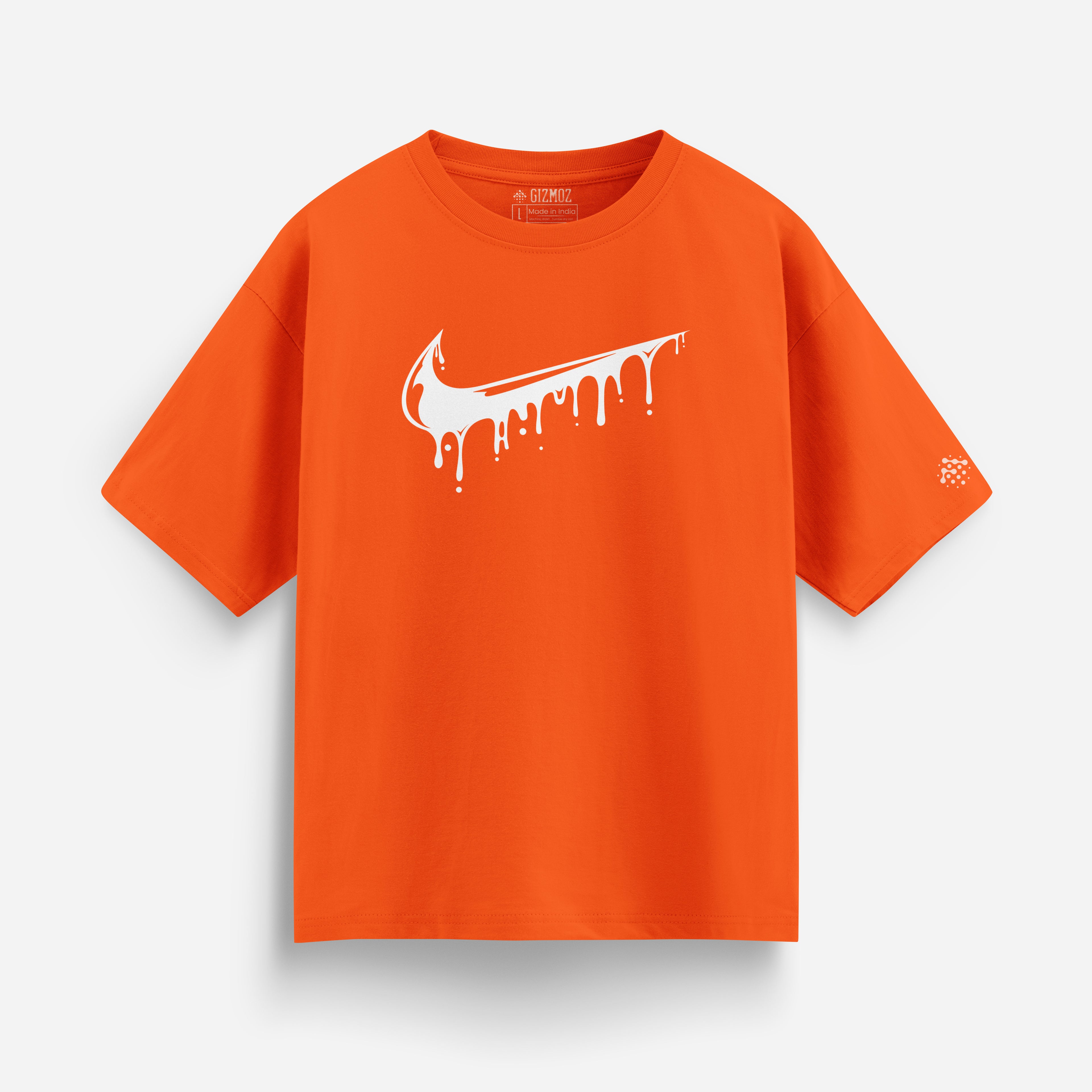 Orange Oversized Tshirt Drip Tick 240 GSM