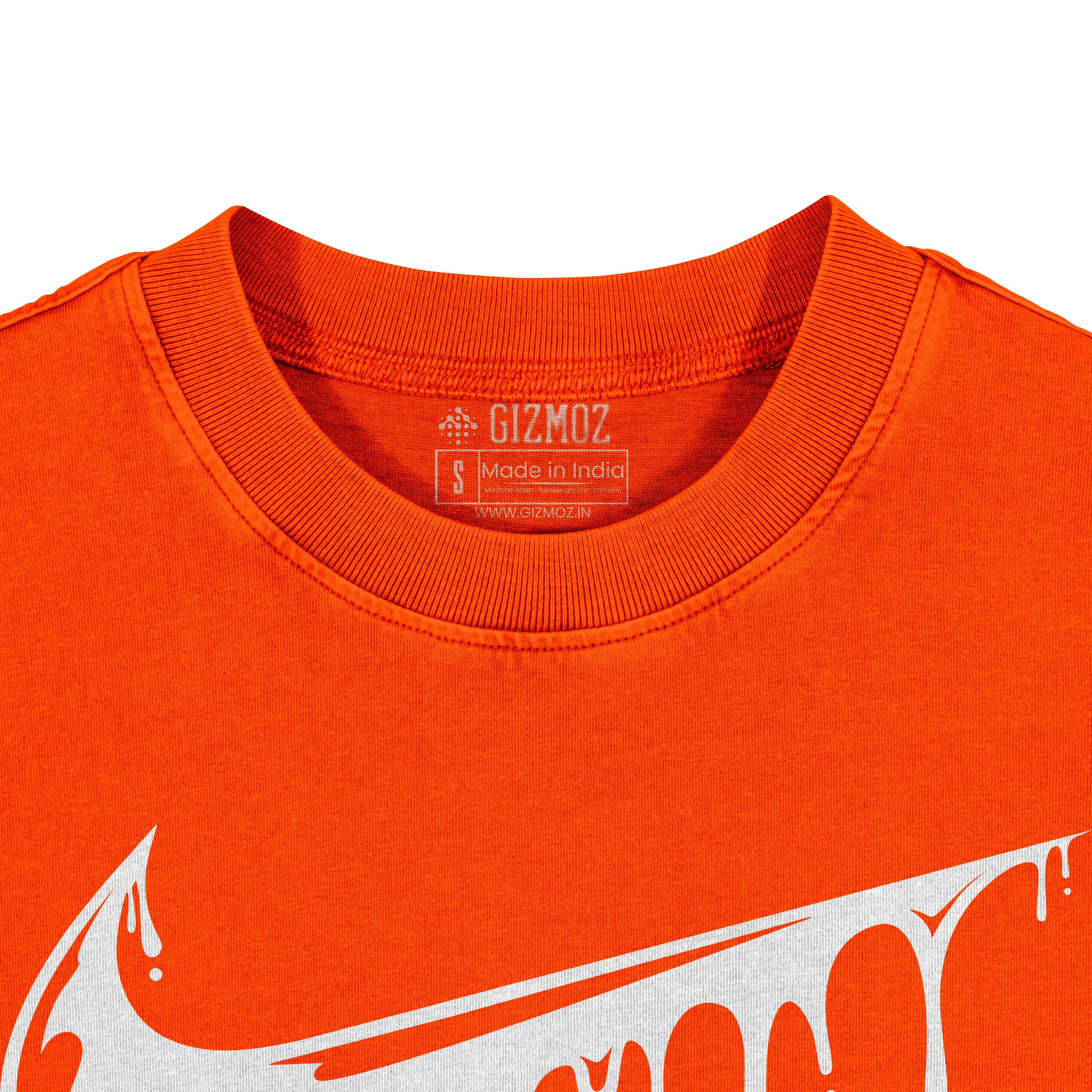 Orange Oversized Tshirt Drip Tick 240 GSM