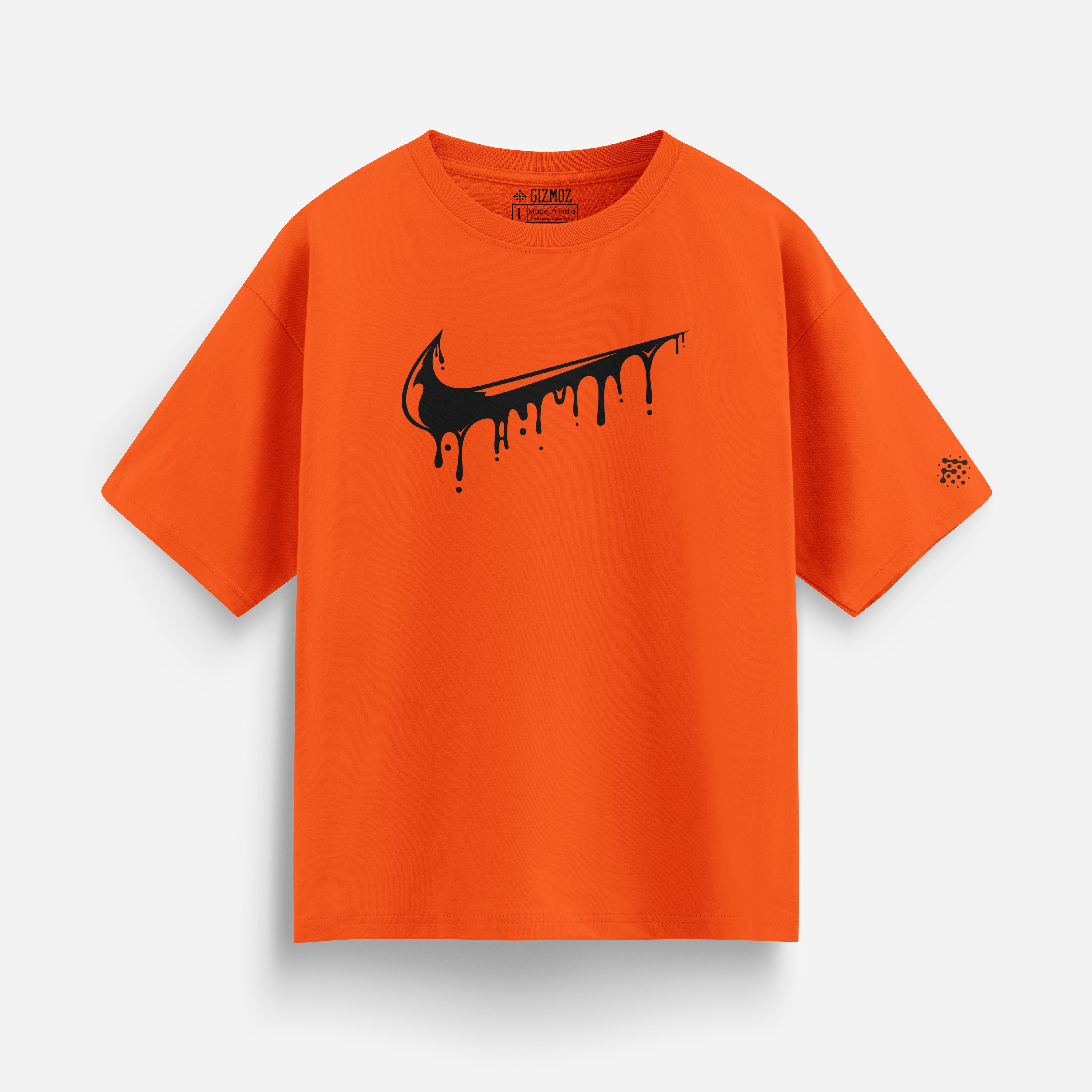 Orange Oversized Tshirt Drip Tick 240 GSM