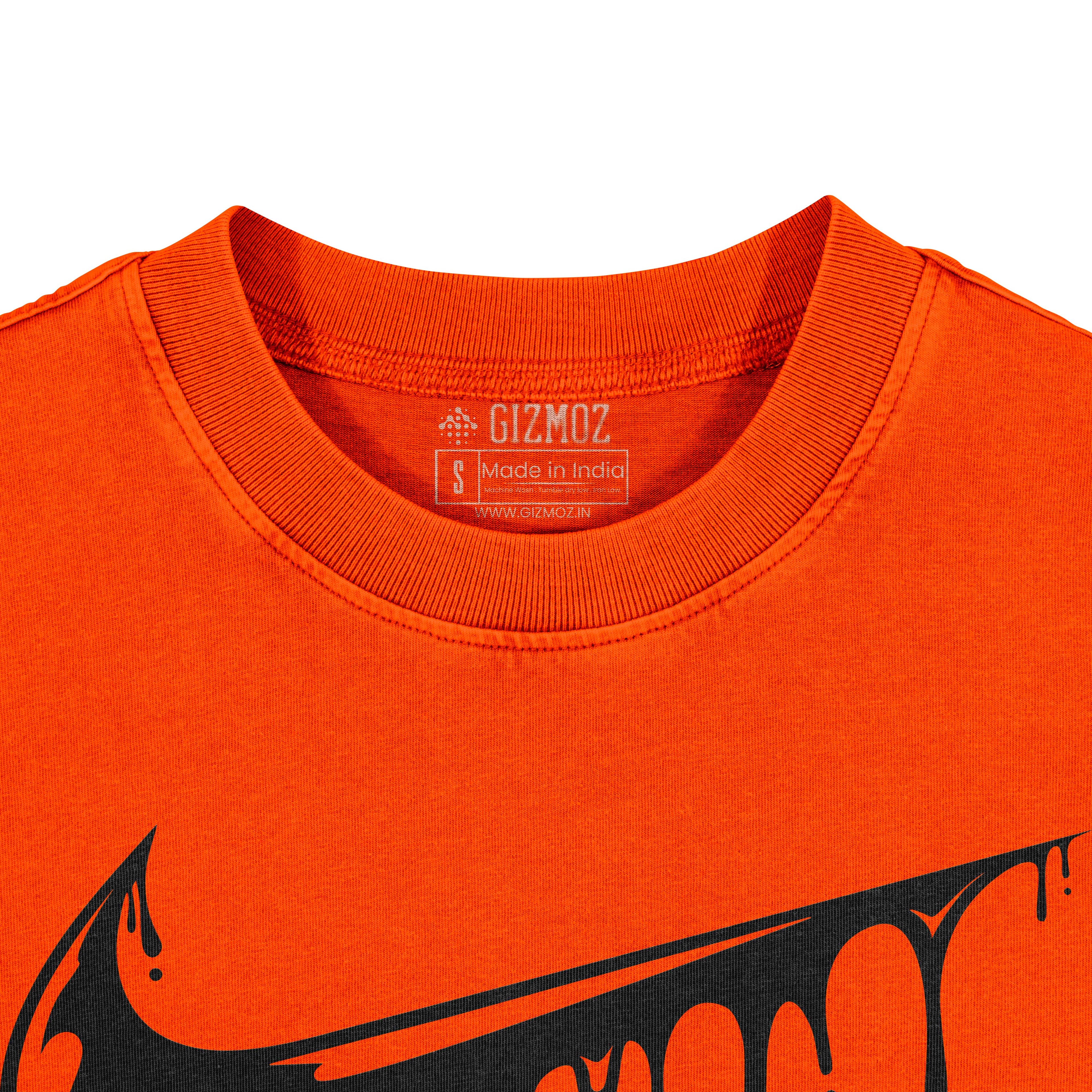 Orange Oversized Tshirt Drip Tick 240 GSM