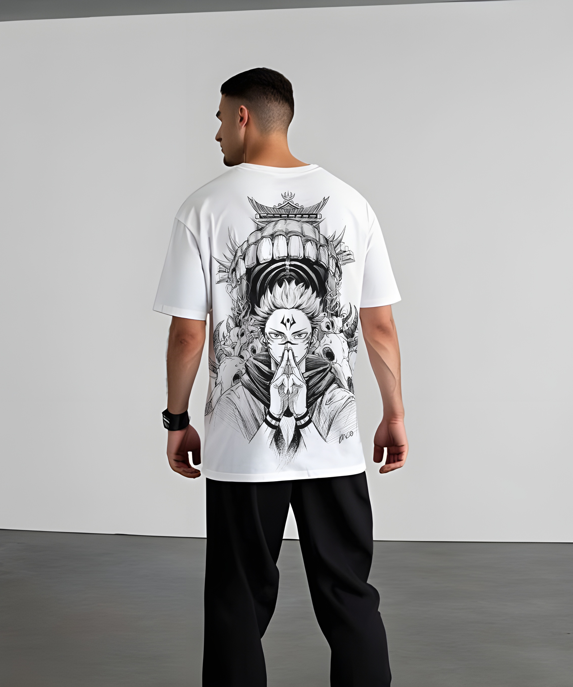 Sukuna Domain White Oversized Tshirt 240 GSM