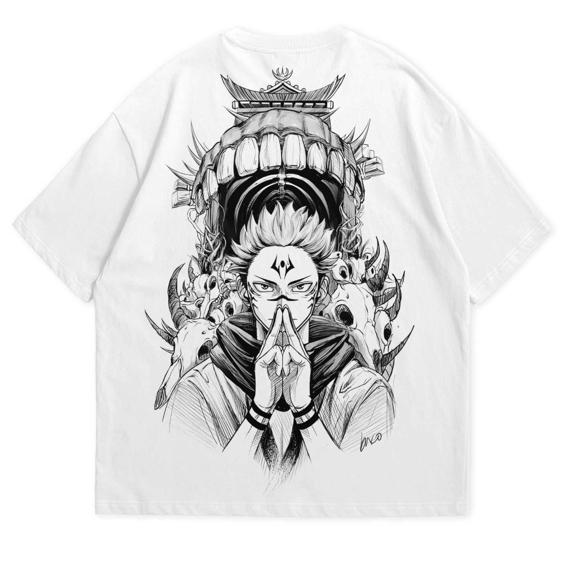 Sukuna Domain White Oversized Tshirt 240 GSM