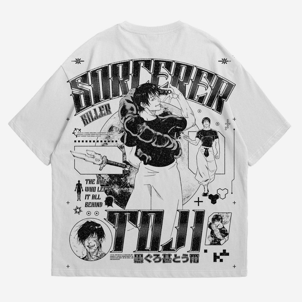 Toji White Drop Shoulder 240 GSM Tshirt