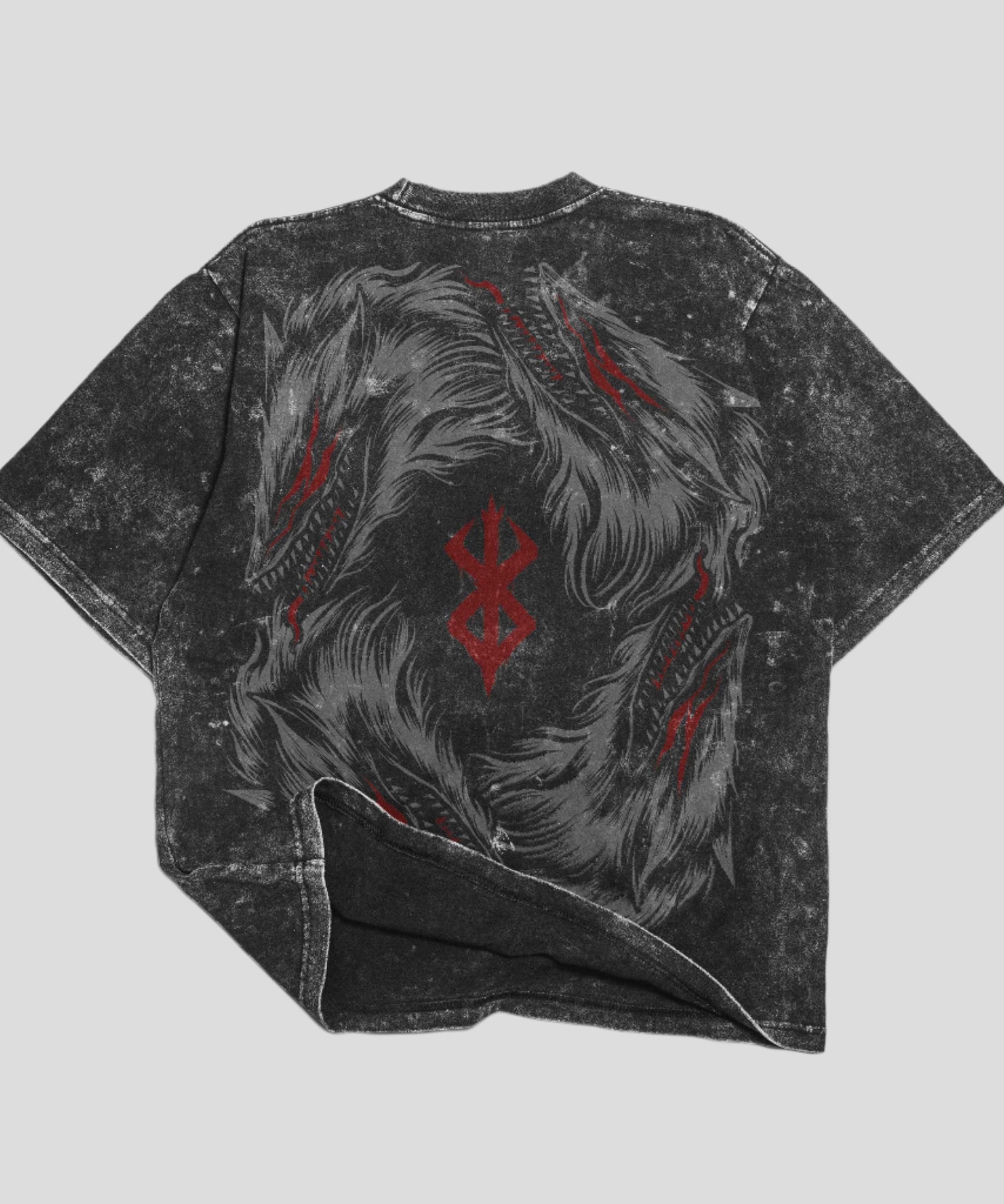 Wolves Berserker Acid Wash 240 GSM Oversized Tshirt