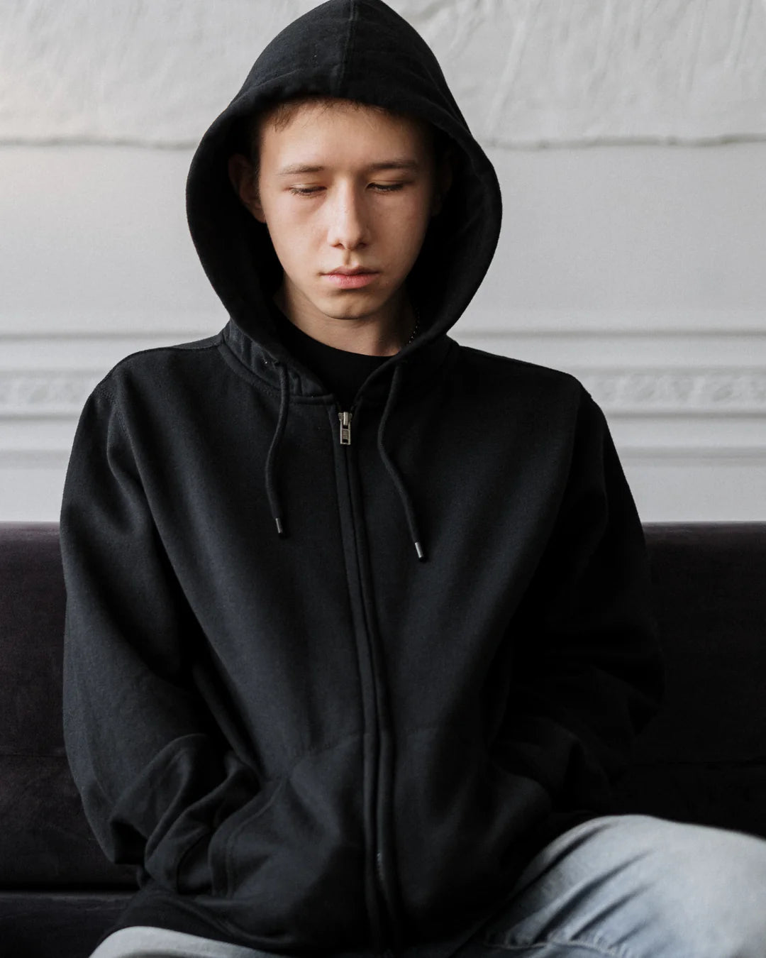 Dense Black Zipper Hoodie Heavy GSM