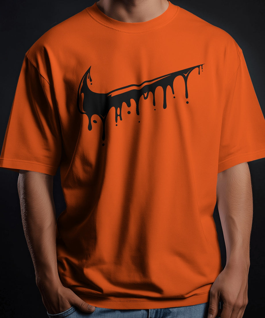 Orange Oversized Tshirt Drip Tick 240 GSM