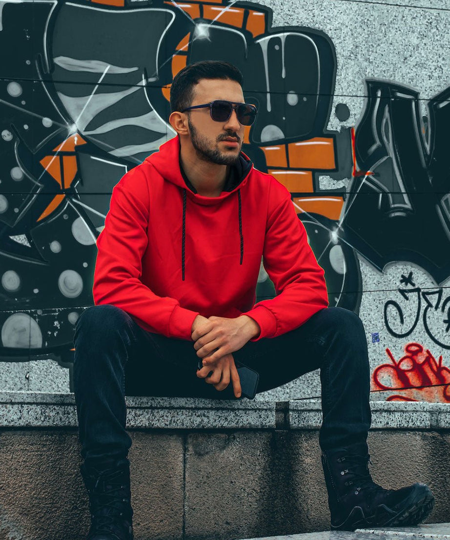 Cherry Red Hoodie 320 GSM - Gizmoz.in