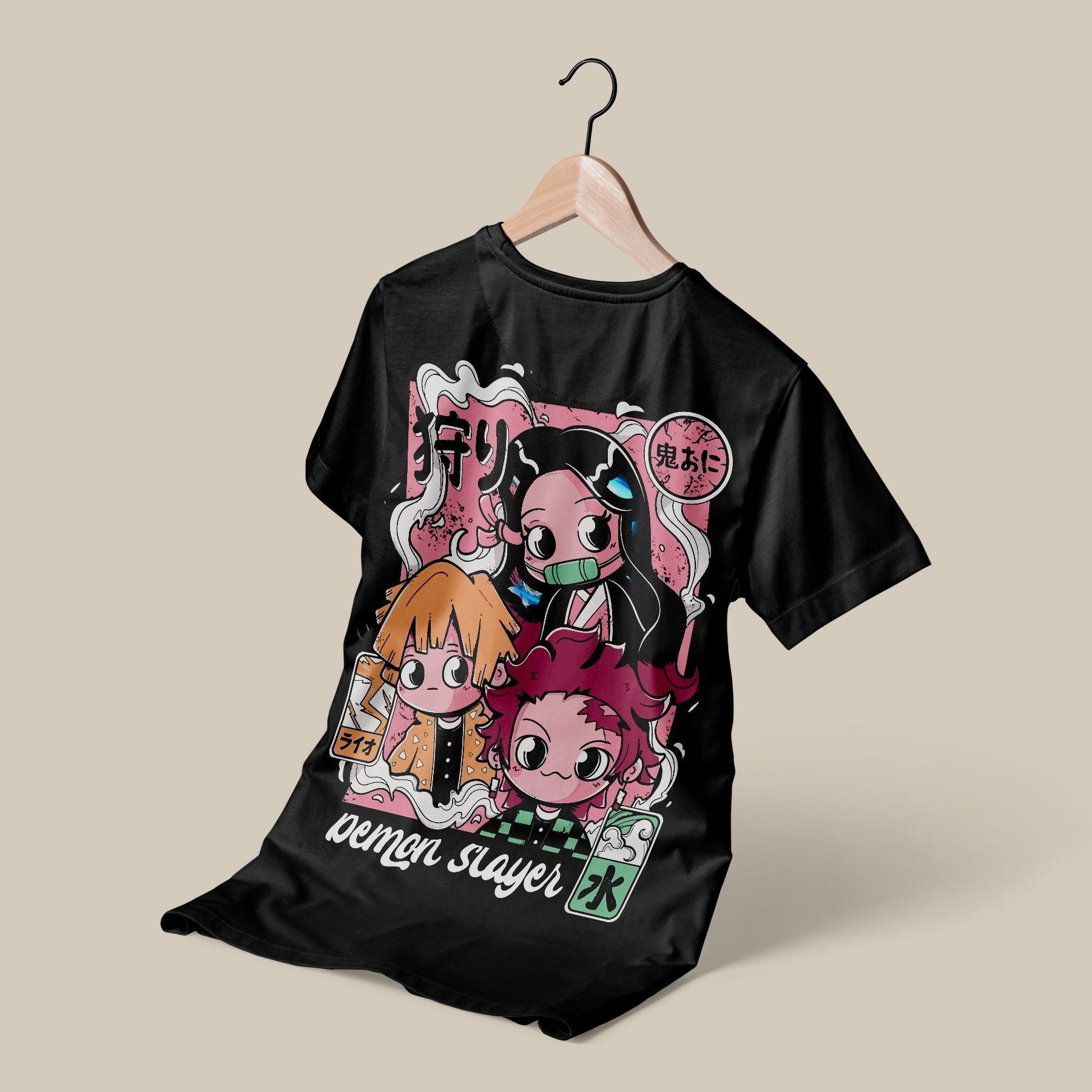 Demon Slayer Chibi oversized Anime Tshirt Black Edition - Gizmoz.in