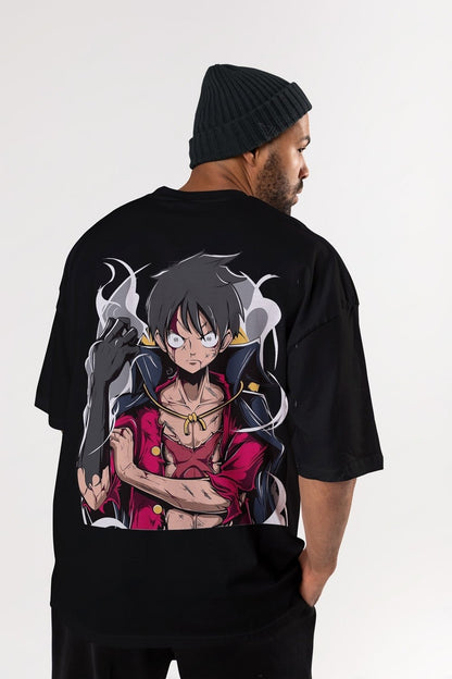 Luffy Punch oversized Anime Tshirt Black Edition - Gizmoz.in