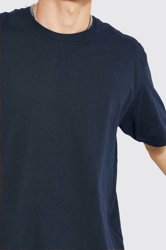 Navy Blue Oversized Cotton Tshirt - Gizmoz.in