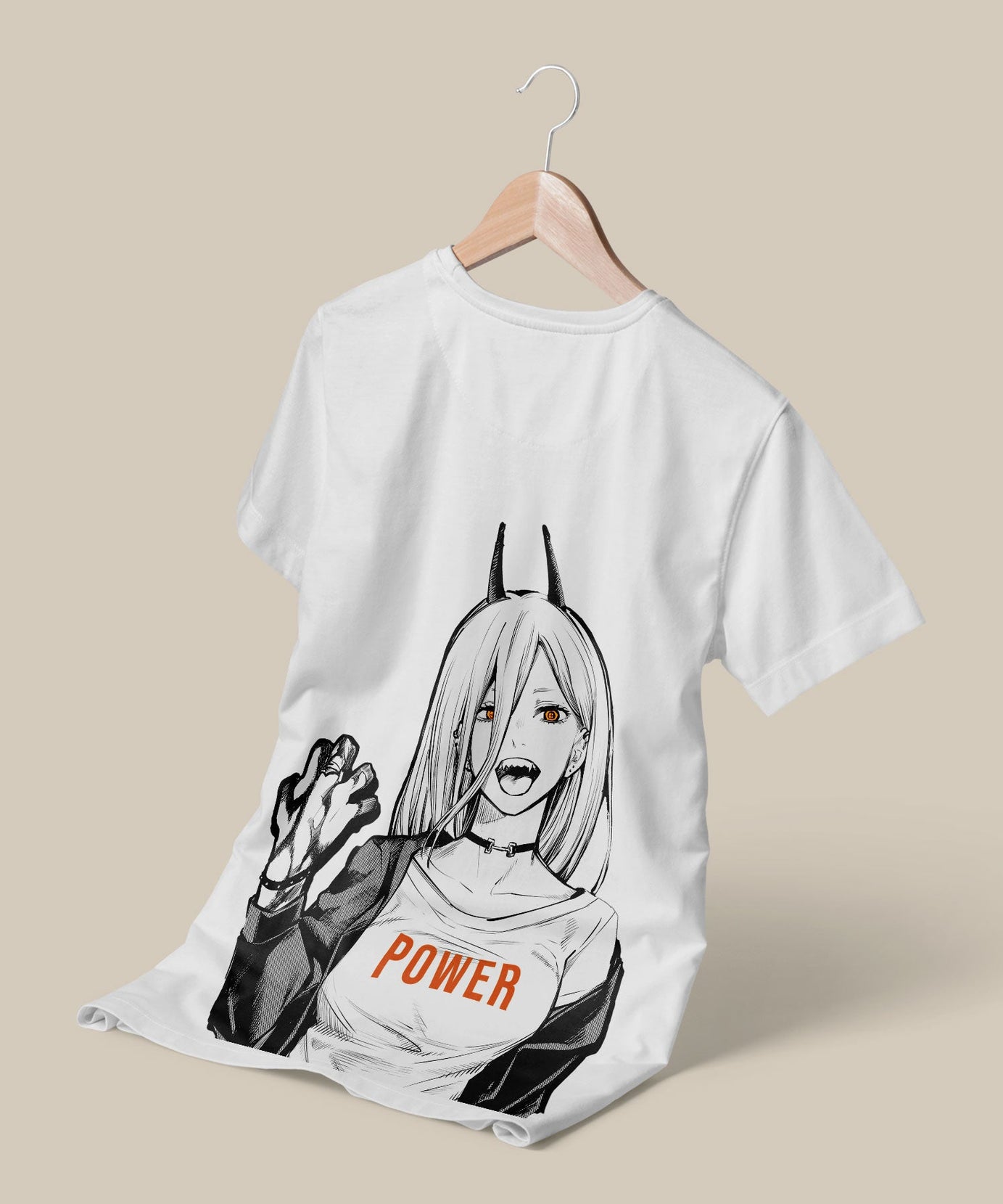 Power Chainsaw man Regular White Tshirt - Gizmoz.in