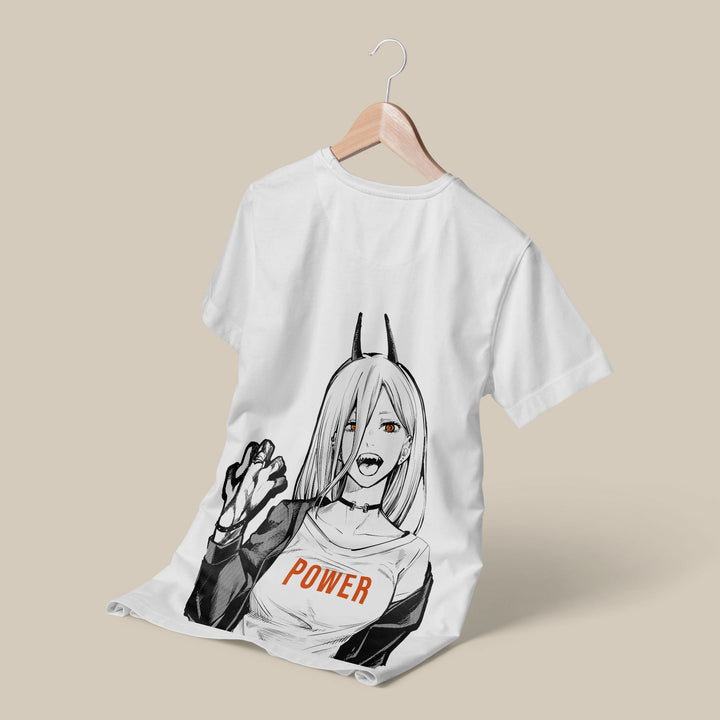 Power Chainsaw man Regular White Tshirt - Gizmoz.in