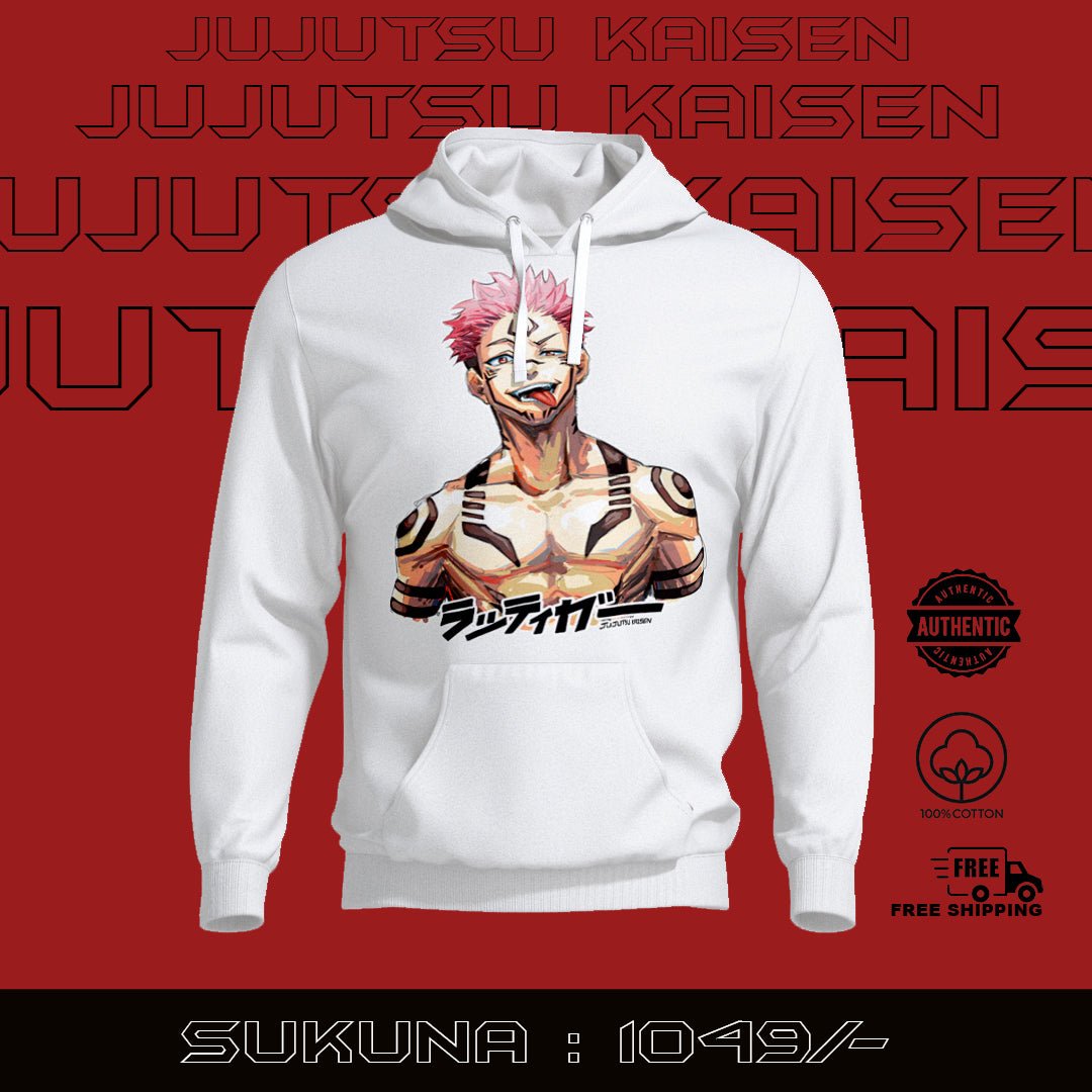 Sukuna Hoodie White - Jujutsu Kaisen - Gizmoz.in