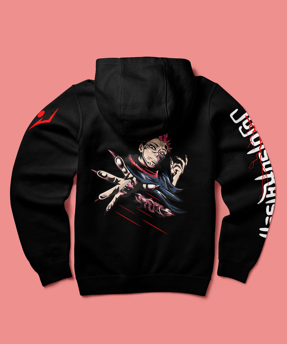 Sukuna Jujutsu Kaisen Black Zipper Hoodie - Gizmoz.in
