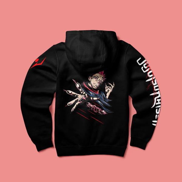 Sukuna Jujutsu Kaisen Black Zipper Hoodie - Gizmoz.in