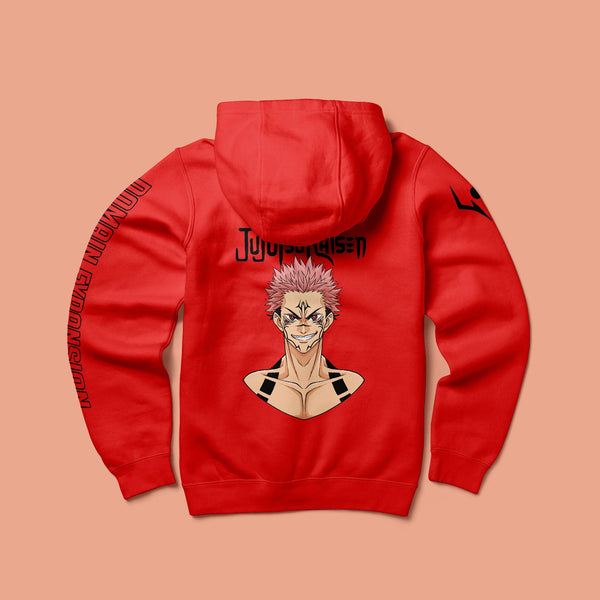 Sukuna Jujutsu Kaisen Red Two Tone Hoodie - Gizmoz.in