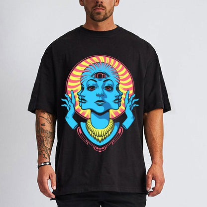 Triple Face Drip Trippy Oversized Tshirt - Gizmoz.in