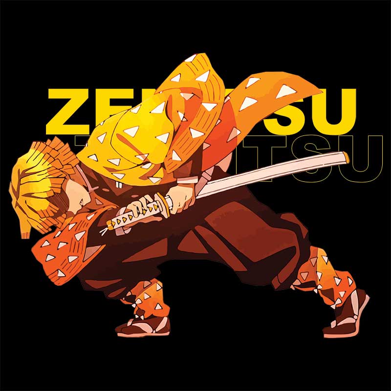 Zenitsu Demon Slayer Regular Black Tshirt - Gizmoz.in