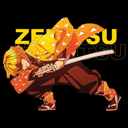 Zenitsu Demon Slayer Regular Black Tshirt - Gizmoz.in