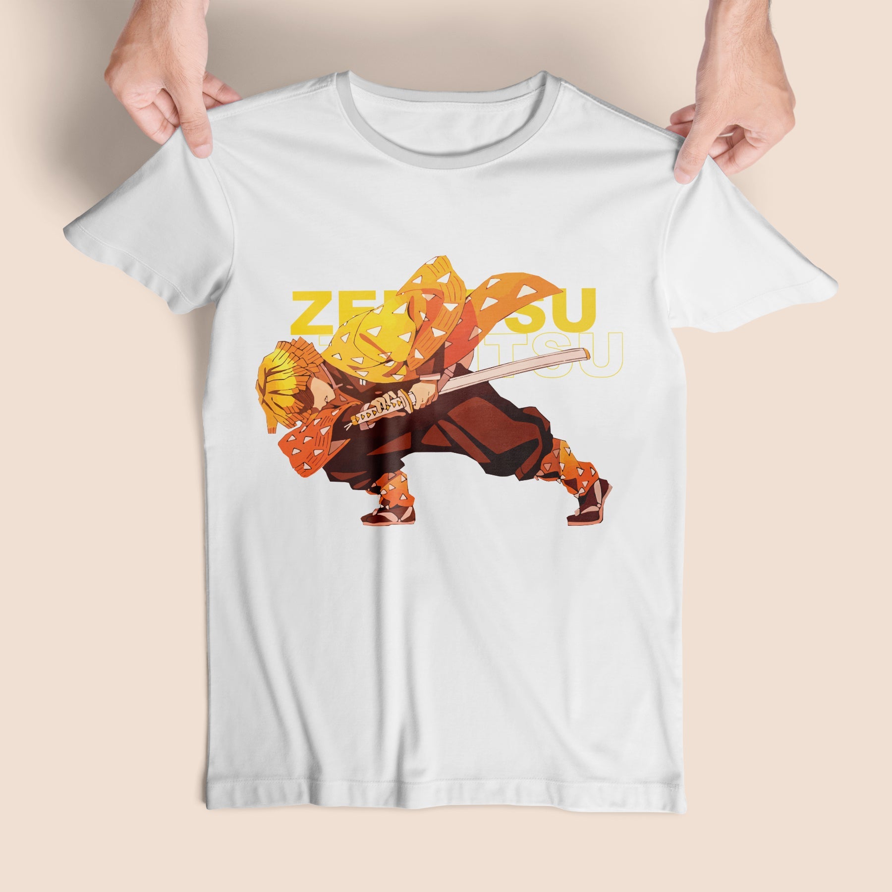 Zenitsu Demon Slayer Regular white Tshirt - Gizmoz.in