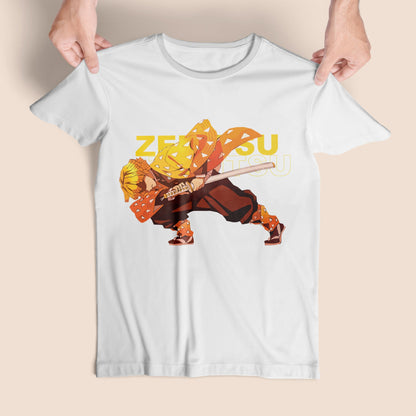 Zenitsu Demon Slayer Regular white Tshirt - Gizmoz.in